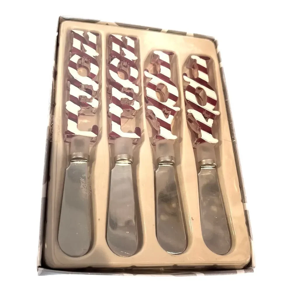 NEW Dept 56 HOLIDAY SPREADERS Set (4) Noel Joy Christmas Candy Cane Boxed!